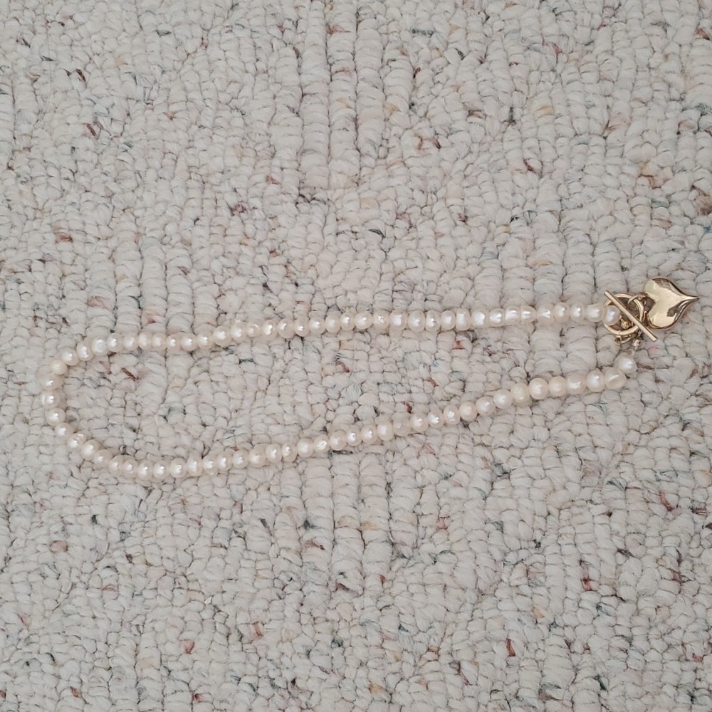 amazon pearl and gold heart necklace